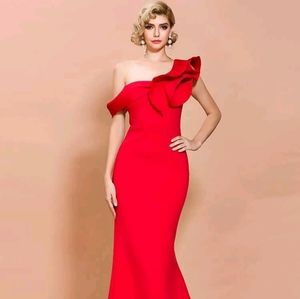Assymetrical maxi red dress bridesmaid